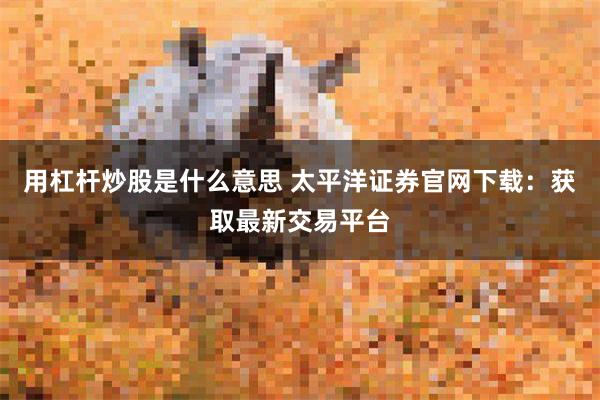 用杠杆炒股是什么意思 太平洋证券官网下载：获取最新交易平台