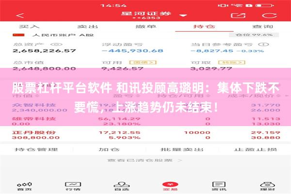 股票杠杆平台软件 和讯投顾高璐明：集体下跌不要慌，上涨趋势仍未结束！